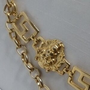 Vintage Gold Lions Head And Greek Key  Belt
